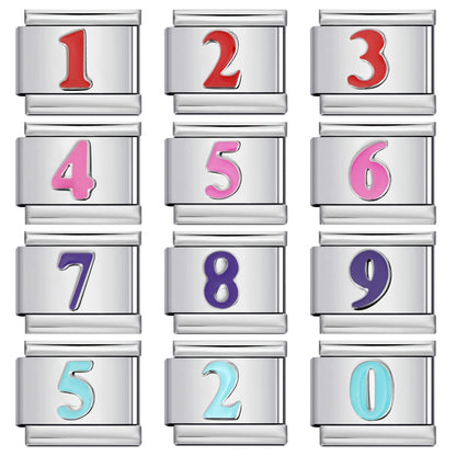 New concave colorful arabic numerals series italian module bracelet diy elastic accessories wholesale