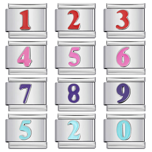 New concave colorful arabic numerals series italian module bracelet diy elastic accessories wholesale