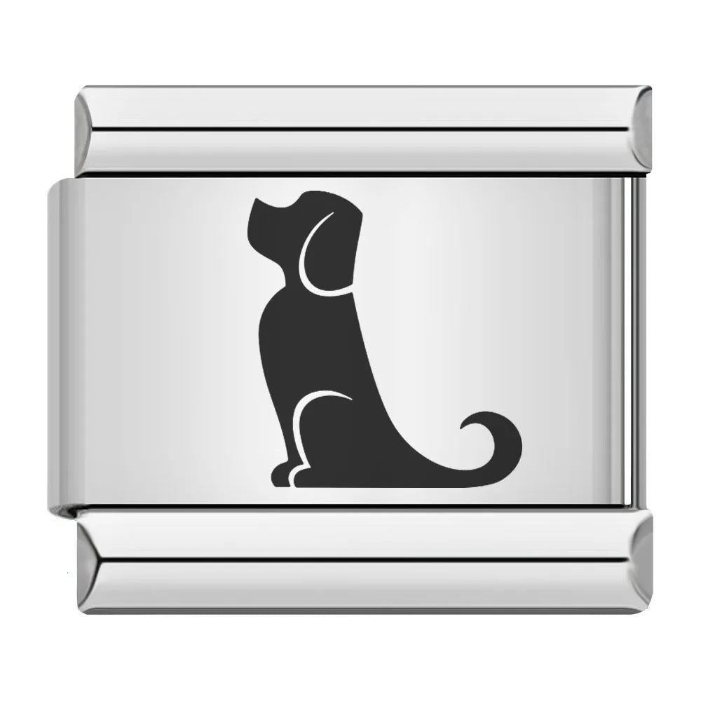 Laser Engraved Cat Paw Dog Stainless Steel Italian Charm Links