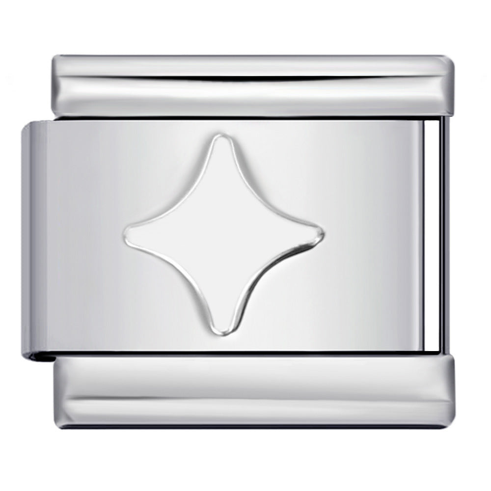 Concave Silver Stamped Stainless Steel Italian Charm Links