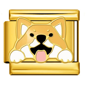 Pet Dog Italian Charm Gold Silver Enamel Stainless Steel