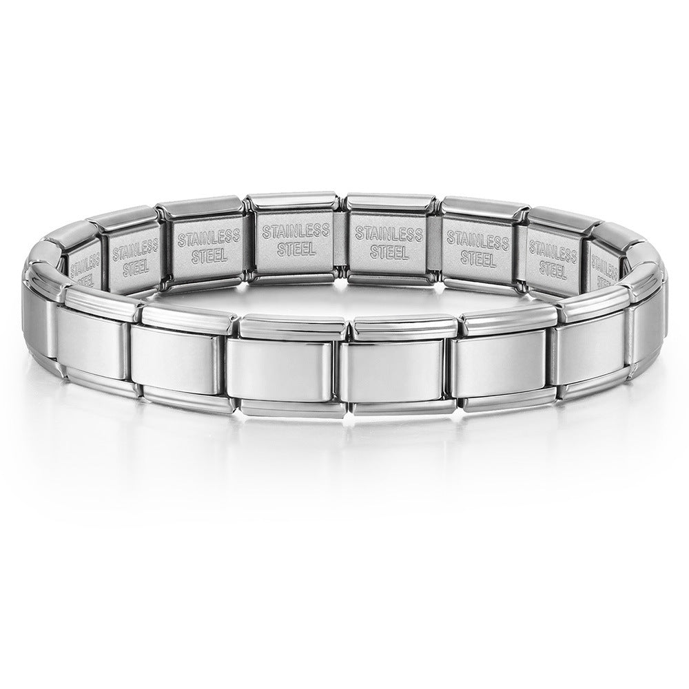 Stainless Steel Vacuum IP Plated Italian Module Bracelet Foundation Elastic Strap Chain Italian Charm