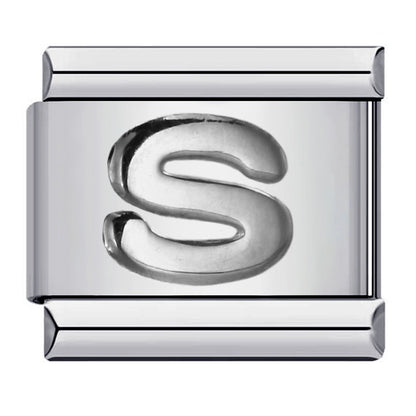 New stainless steel silver convex english letter italian module bracelet diy elastic patchwork strap chain