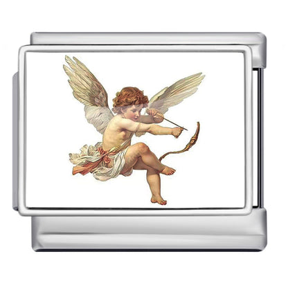 Photo Angel Gold Plated Enamel Italian Charm Links Stainless Steel