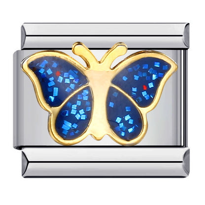 Color butterfly Italian module bracelet, welding pattern drip DIY bracelet Italian charm