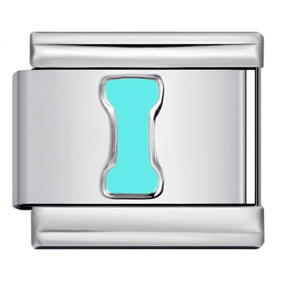 Sky Blue Letter Italian Charm Stainless Steel DIY Charms