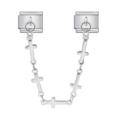 Double hook italian module five-pointed star pendant patchwork stainless steel watch strap chain italian charm