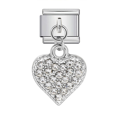 Colorful Heart Moon Bow Pendant Stainless Steel Italian Charm Links