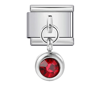 Colorful birthstone gold and silver base round pendant italian module stainless steel hook fashionable versatile bracelet