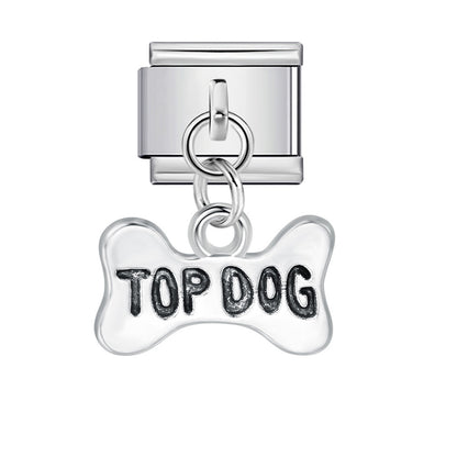 Silver Base Micro Pave Zircon Cute Pendant Italian Charm Links