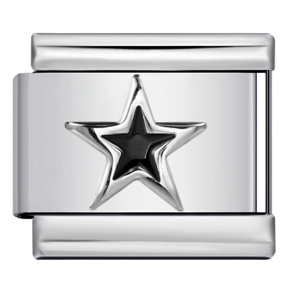 Star Eye Stamped Enamel Italian Charm Stainless Steel