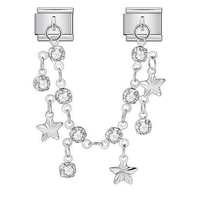 Butterfly and star pendant italian modular bracelet - stainless steel double hook diy stretch bracelet accessories