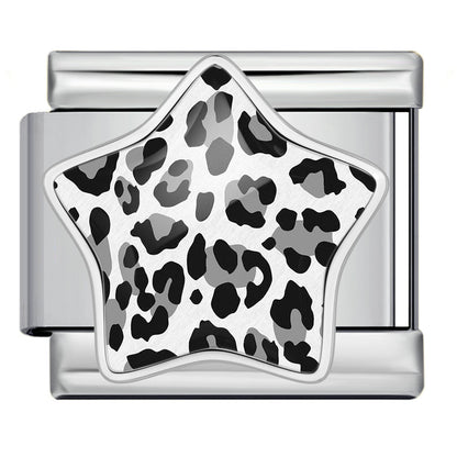 Leopard print star italian module bracelet - stainless steel diy detachable stretch bracelet gift