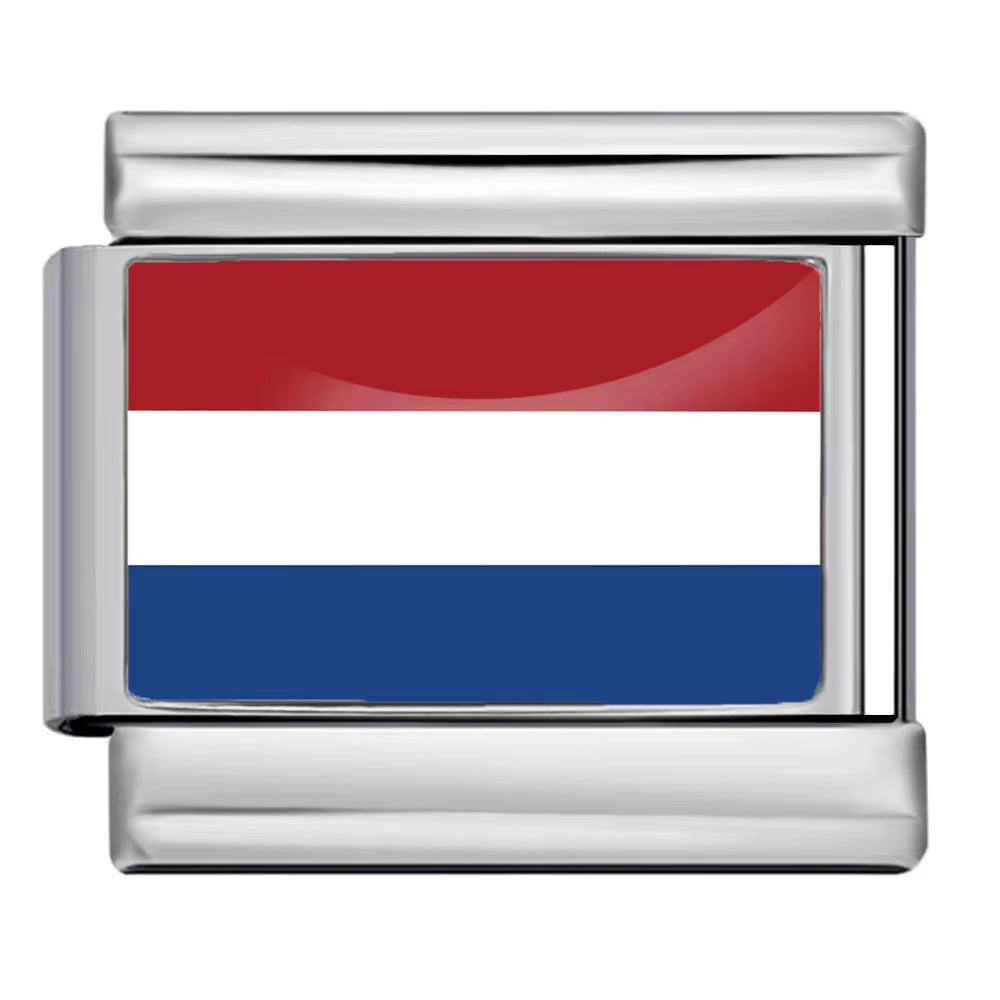 Hot-selling new world flag photo epoxy series stainless steel diy italian module bracelet accessories wholesale