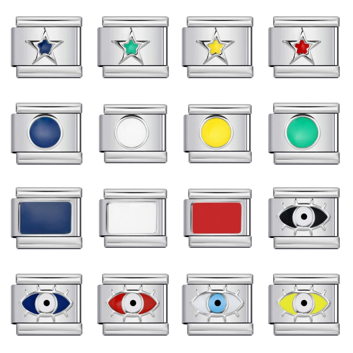 Star Eye Stamped Enamel Italian Charm Stainless Steel