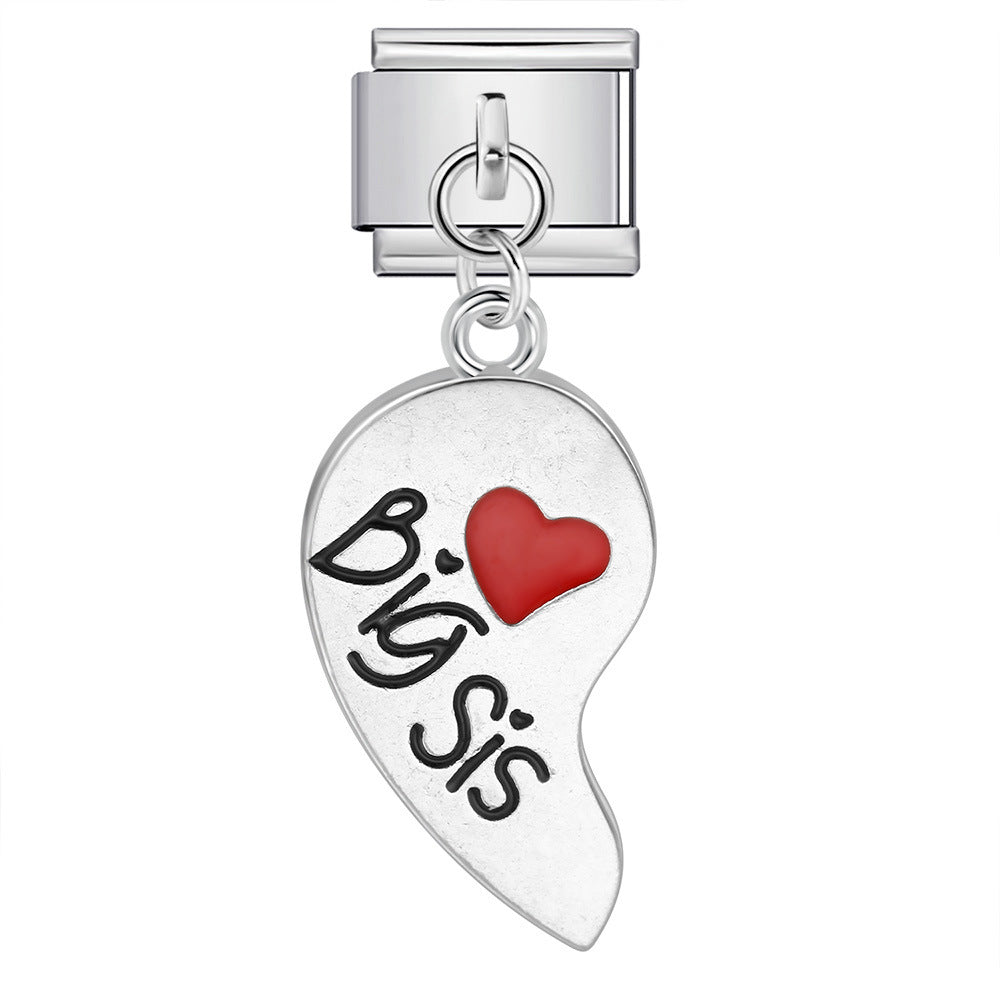 Single hook pendant italian modular bracelet stainless steel patchwork strap chain italian charm