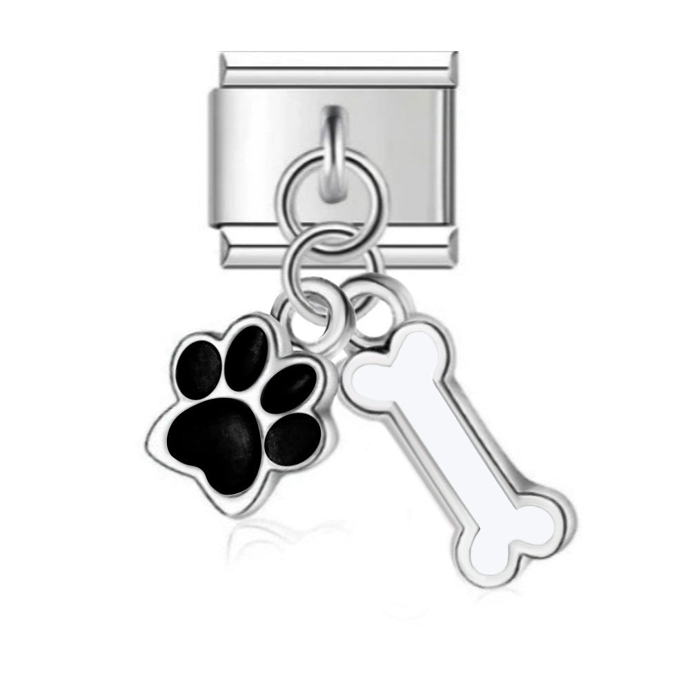 Color Enamel Paw Hook Stainless Steel Italian Charm Links