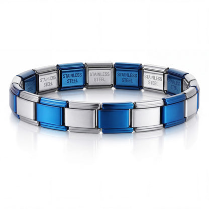 Stainless Steel Vacuum IP Plated Italian Module Bracelet Foundation Elastic Strap Chain Italian Charm