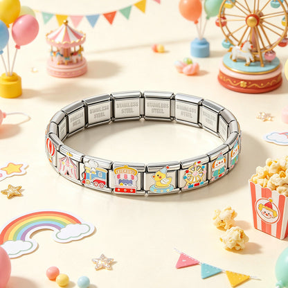 Amusement park themed Italian module bracelet, stainless steel DIY elastic splicing bracelet accessories