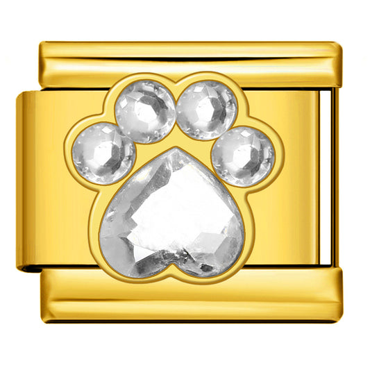 Gold Silver Rhinestone Italian Charm Gold Plated Stainless Steel