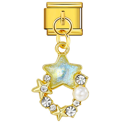 Love flower pendant Italian module bracelet, single hook stainless steel elastic splicing strap chain