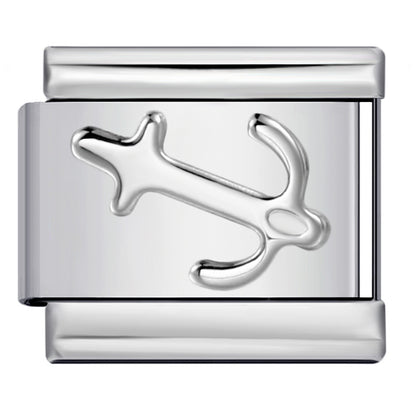 Convex Silver Stamped Italian Charm Stainless Steel