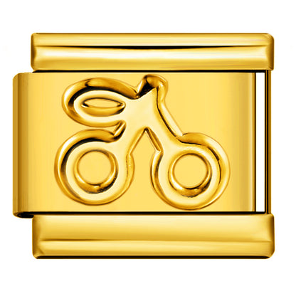 Gold Silver Stamped Pattern Stainless Steel Italian Charm Links