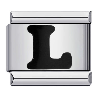 Black Letter Italian Charm Bracelet Stainless Steel