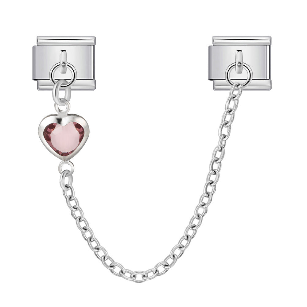 Double Hook Heart Pendant Stainless Steel Italian Charm Links