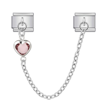 Double Hook Heart Pendant Stainless Steel Italian Charm Links