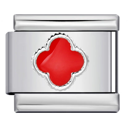 Color Enamel Four Leaf Clover Stainless Steel Italian Charm Links