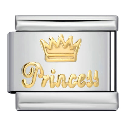 Gold Silver Stamped Pattern Stainless Steel Italian Charm Links