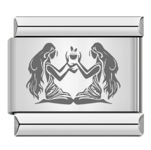 Stainless steel laser engraved zodiac italian module bracelet diy stretch link bracelet chain accessories