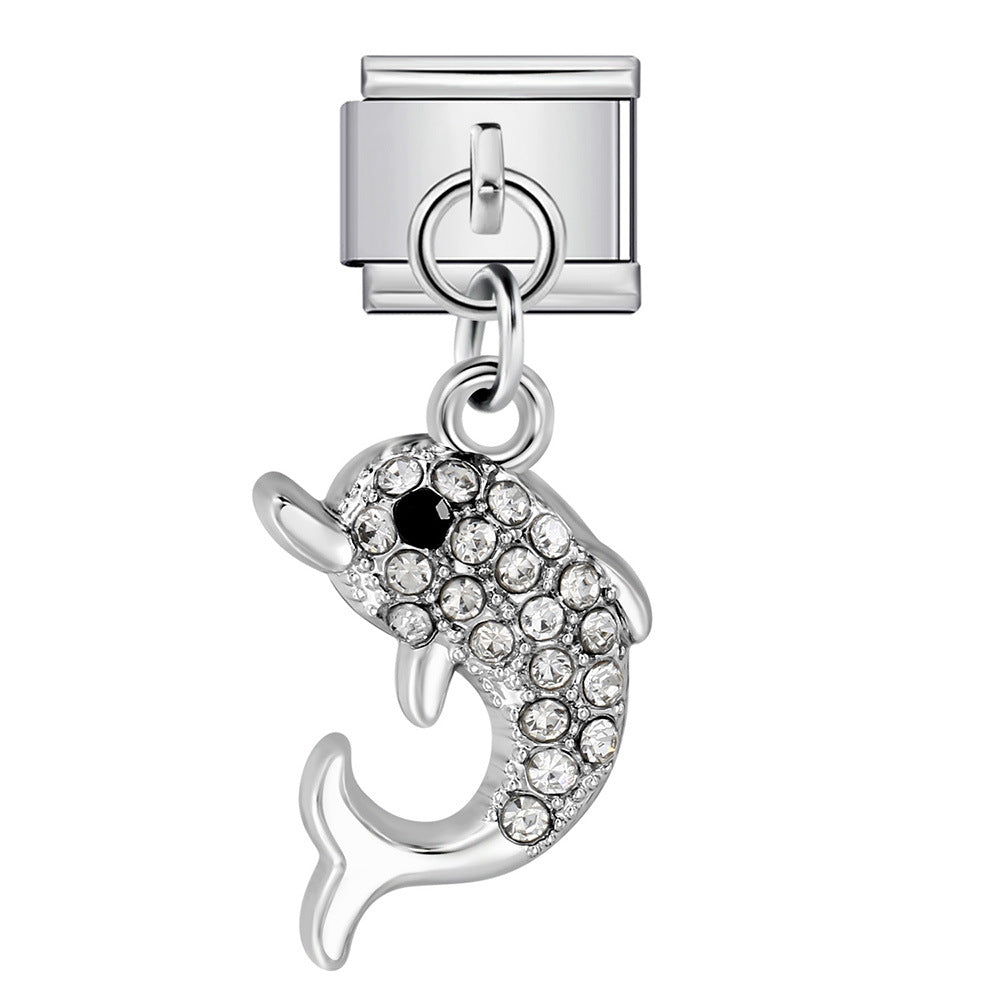 Single Animal Pendant Italian Modular Bracelet, Hook Strap Chain Italian Charm