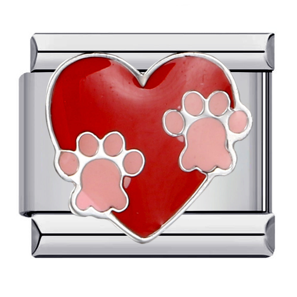 Color Enamel Paw Hook Stainless Steel Italian Charm Links