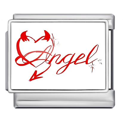 Photo Angel Gold Plated Enamel Italian Charm Links Stainless Steel