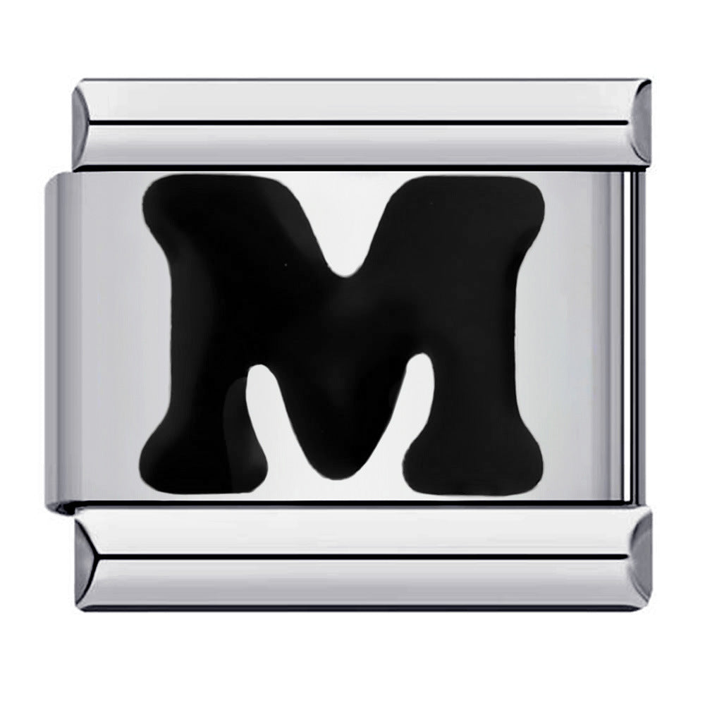 New arrival black english letter diy italian module bracelet italian charm bracelet