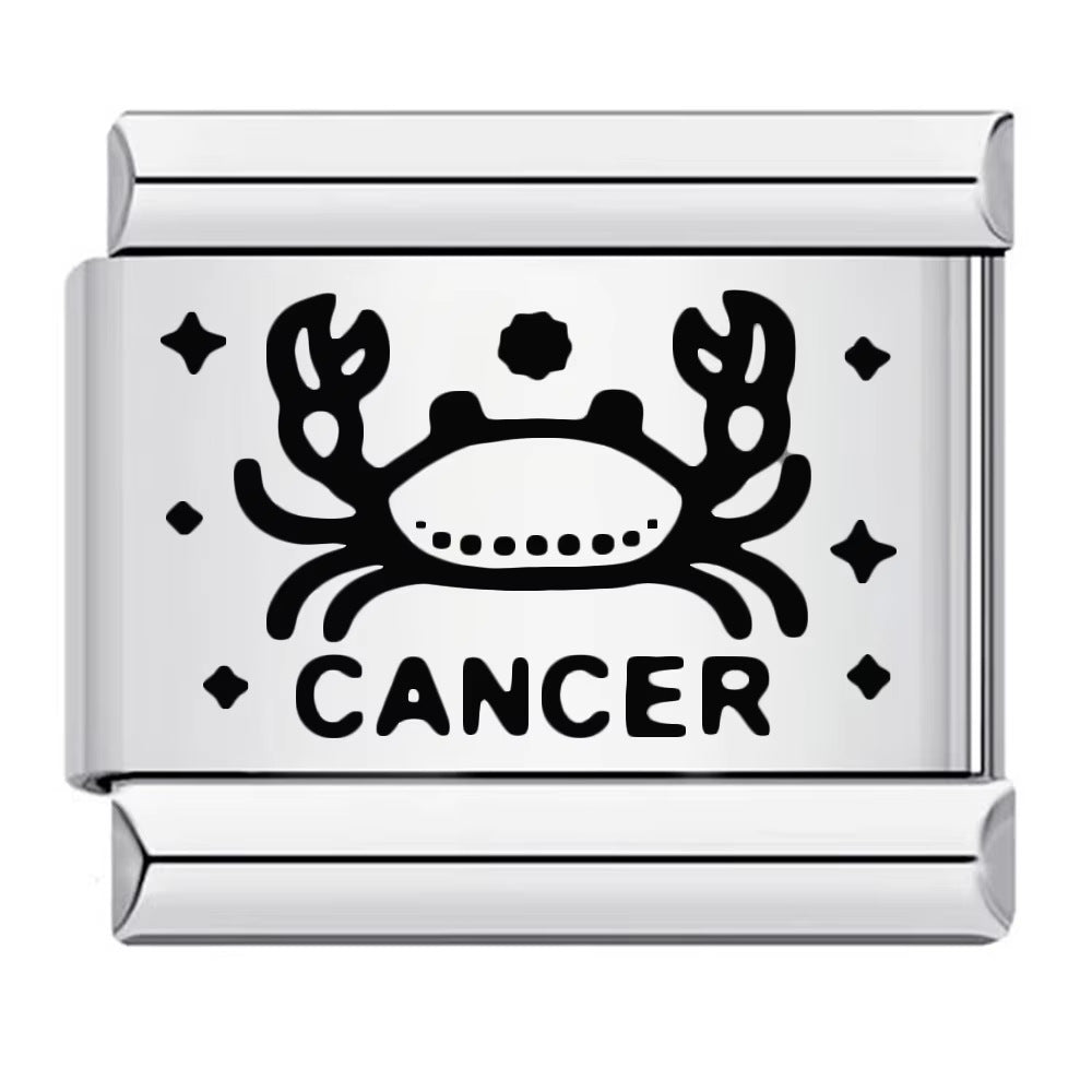 Cross-border hot-selling laser engraved 12 zodiac sign elements stainless steel diy italian modular bracelet bangle accessories