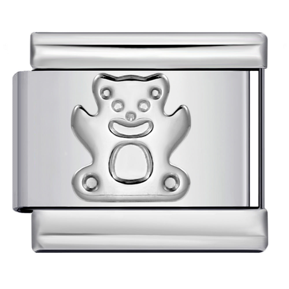 Convex Silver Stamped Italian Charm Stainless Steel