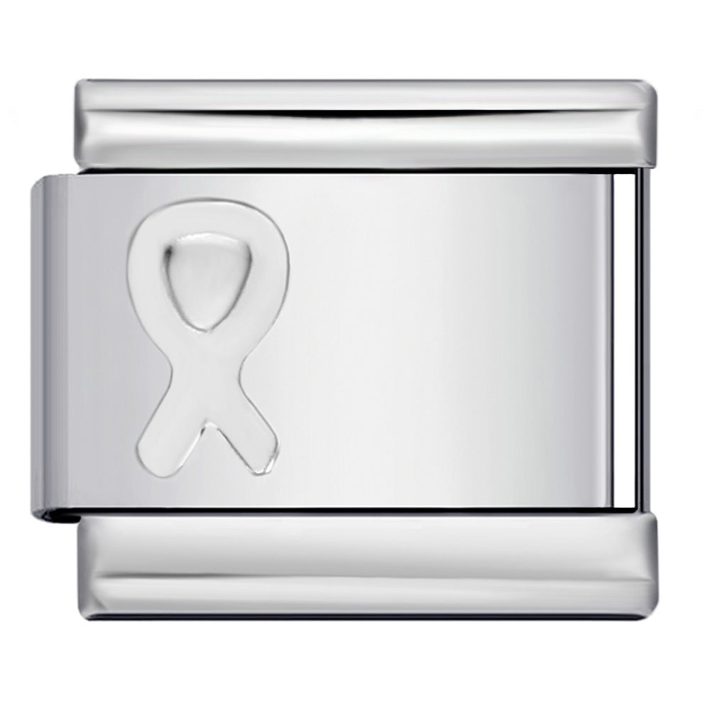 Concave Silver Stamped Stainless Steel Italian Charm Links