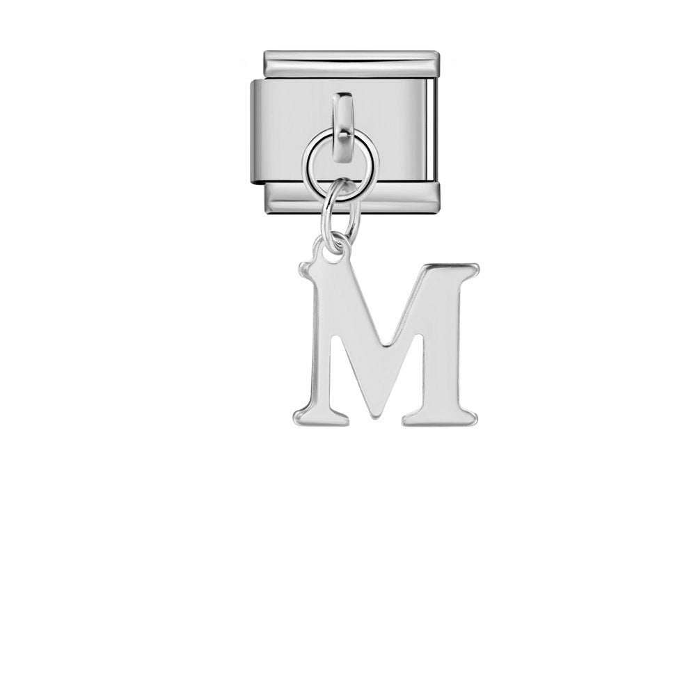 Silver minimalist letter Italian module bracelet, stainless steel handmade DIY hook elastic splicing bracelet accessories