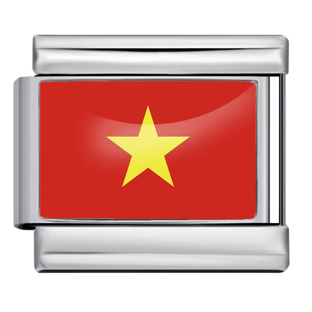 Hot-selling new world flag photo epoxy series stainless steel diy italian module bracelet accessories wholesale