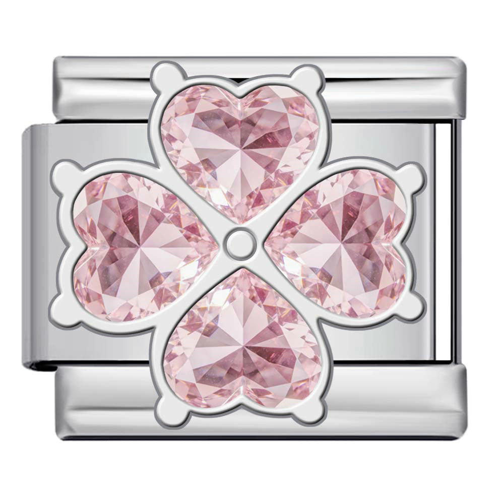 Gold Silver Rhinestone Italian Charm Gold Plated Stainless Steel