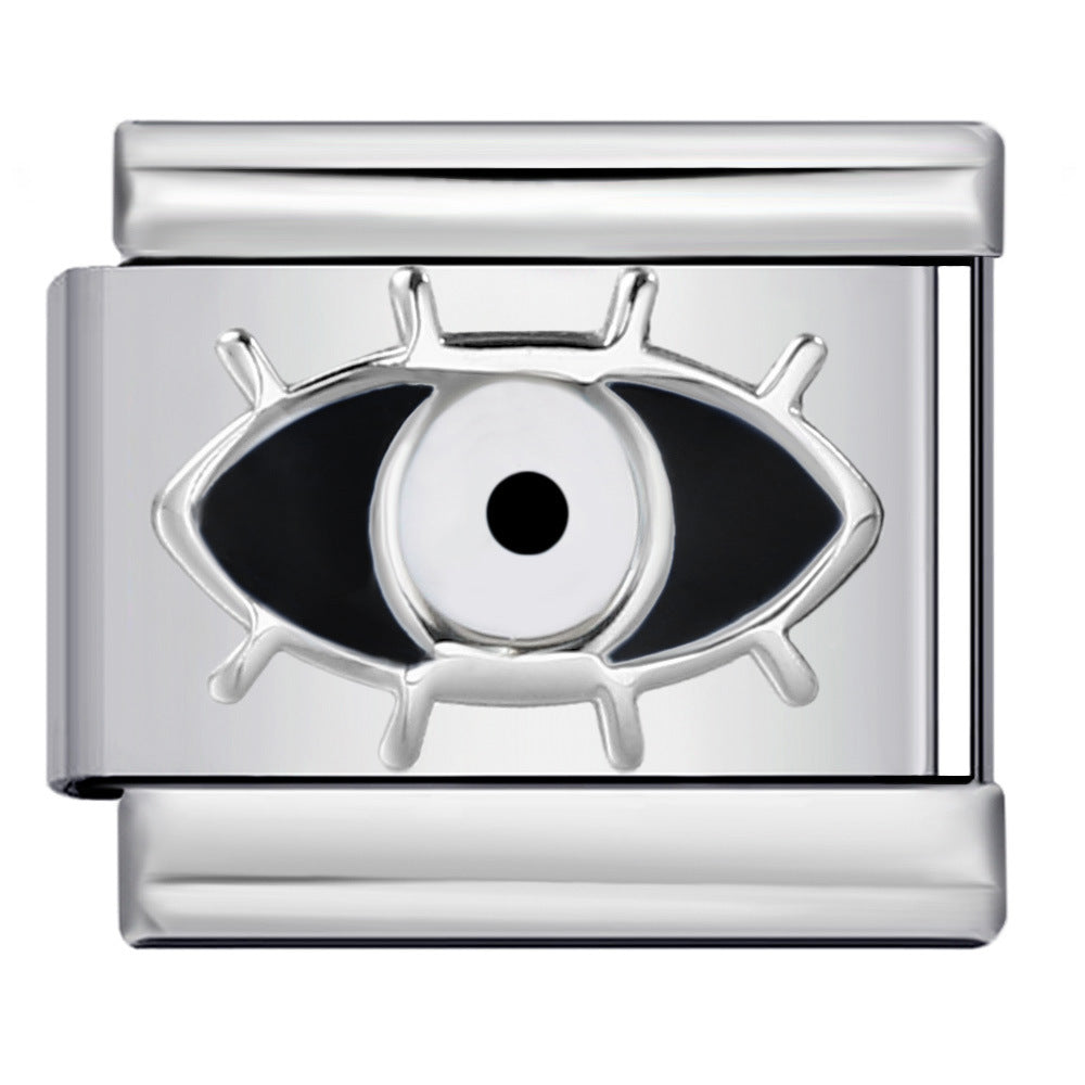 Star Eye Stamped Enamel Italian Charm Stainless Steel