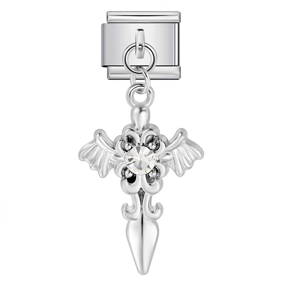Single hook pendant italian modular bracelet stainless steel patchwork strap chain italian charm