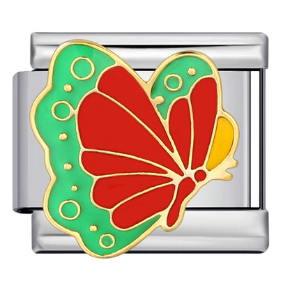 Color butterfly Italian module bracelet, welding pattern drip DIY bracelet Italian charm