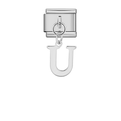 Silver minimalist letter Italian module bracelet, stainless steel handmade DIY hook elastic splicing bracelet accessories