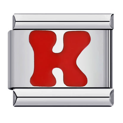 New arrival red english letter diy italian module stainless steel bracelet italiancharmbracelet