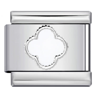 Color Enamel Four Leaf Clover Stainless Steel Italian Charm Links