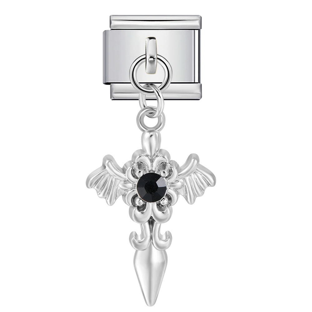 Colorful Heart Moon Bow Pendant Stainless Steel Italian Charm Links